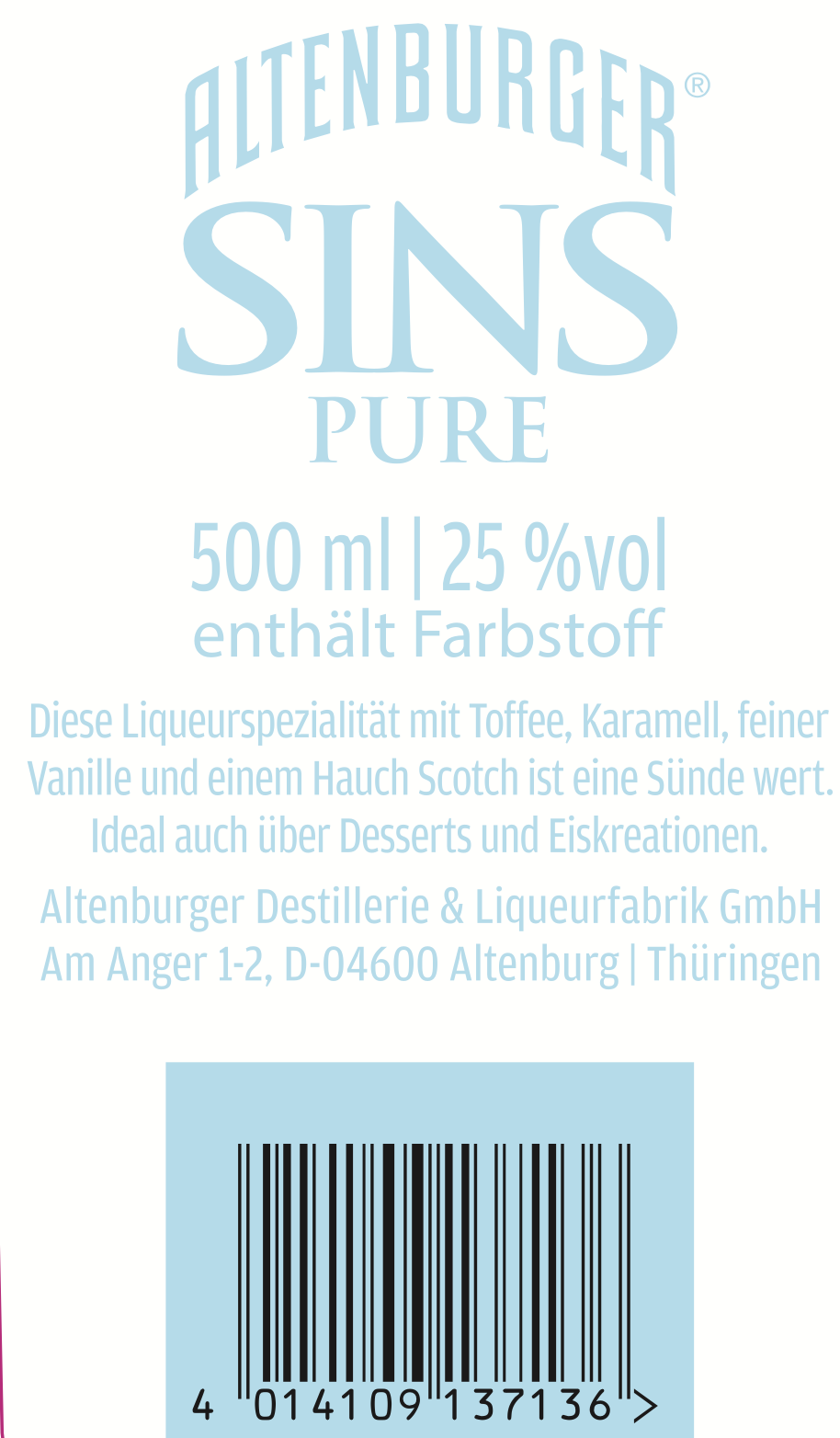 Sins Pure Butterscotch 25% vol. 0,5 L